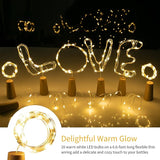 10 Pack Wine Bottle Lights with Cork 20 LED Battery Operated Waterproof Silver Wire Fairy Lights for DIY Party Bar Wedding Christmas Decor