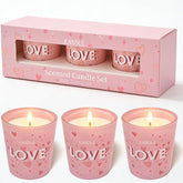 Valentine'S Day Scented Candles, 3 Pack Pink Candles In Glass, Pear & Freesia, Perfect Valentine'S Gift For Wife, Girlfriend, 2.8 Oz Aromatherapy Candle