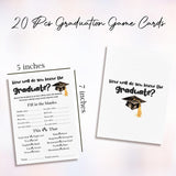 Graduation Party Games 2025 - How Well Do You Know The Graduate - 20 Pcs Graduation Game Cards For Graduation Party High School College Senior School Graduation Party Decorations And Supplies - A02