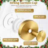 Suction Cup Hooks For Wreaths, Removable Towel Hooks For Bathrooms, Kitchen, Glass, Window & Tile, Wreath Hangers For Front Doors, Christmas Decorations, No Drill Required - 2 Pack, Gold