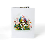 Valentines Day Card, Anniversary Card Pop Up, Wedding, Engagement, 3D Greeting Card (Parrot Couple)