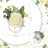 12 Pcs Rose Wrist Corsage Bracelets Wedding Bridal Wrist Artificial Flower Wristband Flower Hand Decor For Bride Bridesmaid Homecoming Prom Party Decor(White Elegant)