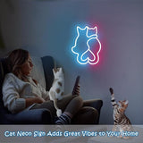 Two Cat Neon Signs LED Wall Light Cute Kawaii Animal 3D Decor for Bedroom Kids Room Living Room Party Gift