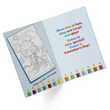 Valentines Day Cards For Grandson, Grandchild, Or Kid With Envelope - Cute Tiger On Bike Cartoon Coloring Book Valentine Card | 5”X7.5” | (Single Card)