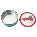 Christmas Holiday Cookie Tin Containers With Window, 3Pc Nested Set, Holiday Cookie Tins With Lid For Gift Giving, Cookie, Treats, Cookies Party Favor And Gifts (Truck, Round Shape)