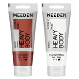Acrylic Paint Red Ochre: Bundled With Titanium White Color - 100Ml/3.38Oz X 2 Bulk Heavy Body Acrylic Paint Tubes For Art Craft Painting
