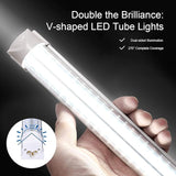 20 Pack 6FT LED Shop Light Fixtures 42W 5000LM 6000K V Shaped Linkable Plug and Play Tube Lights
