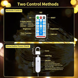 33FT Rechargeable Fairy Lights 100 LED Warm White Waterproof String Lights with Remote