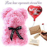 Gifts For Women - Rose Flower Bear - Rose Bear,Pure Handmade Rose Teddy Bear,Gift For Mothers Day,Valentines Day, Anniversary And Bridal Showers,W/Clear Gift Box And Greeting Card (Light Pink)