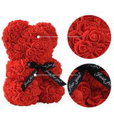 Linklo Rose Bear Rose Teddy Bear -10 Inch Artificial Rose Flower Bear, Gift For Wedding, Mothers Day And Anniversary, Including Transparent Gift Box(Red)
