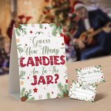 Christmas Party Games - How Many Candies Are In The Jar, 1 Standing Sign + 50 Cards, Christmas Party Ideas, How Many Kisses Game, Christmas Party Games For Kids / Cm009