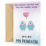 You Are My Penguin Valentine Cards, Valentines Day Card For Wife, Valentines Day Cards, Cute Valentines Cards For Wife, Valentine'S Day Cards, (Blue Penguins With Balloon)