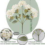 2 Pcs Hydrangea Artificial Flowers White Faux Hydrangeas Flower Outdoor Artificial Flowers Bouquets Silk Hydrangea Flowers Stems For Home Decor Party Floral Arrangements Wedding Centerpieces
