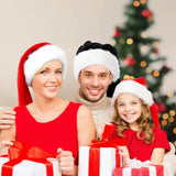 2 Pcs Santa Hat, Adults 30 Inch Black And Red Plush Deluxe Long Christmas Xmas Hat For Festival
