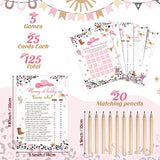 145 Pcs Baby Shower Games Supplies 5 Sets Game Activities Cards With 20 Pencils Include Baby Shower, Description And Well Wishes, Word Scramble(Cowgirl Style)