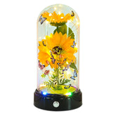 Sunflower Gifts For Women,Yellow Artificial Sunflowers With Led Light In Glass Dome,Cute Sunflower For Christmas,Birthday, Mother'S Day, Valentine'S Day