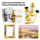 Liquid Gold Leaf Paint, 1.69 Oz/50 Ml Acrylic Metallic Gold Paint For Art Painting, Handcrafts, Non-Toxic, Non-Fading Touch Up Paints Ideal For Canvas, Wood, Fabric, Ceramic, Metal, Furniture