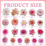 Fake Flowers Pink Rose Artificial Flowers Bulk Small Faux Flowers Heads For Crafts Diy Home Spring Wreath Garden Floral Party Wildflower Garland Decor Mini Silk Fabric Flowers Decoration 3-12Cm (Pink)