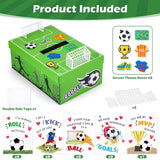 Soccer Valentines Day Box And Cards For Kids Classroom School Exchange, Great Valentines Gifts Party Favors For Boys Girls (1 Soccer Field Box, 32 Valentine Cards, 1 Teacher Card)