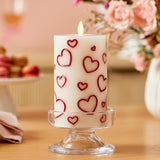 Debossed Hearts Pillar Candle Metallic Red - Patented Flickering Flameless Technology - Valentine'S Day Collection - Remote Ready - 6.5"
