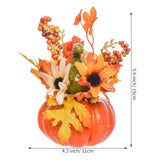 Mini Artificial Pumpkin With Flower And Maple Leaf Outdoor Halloween Autumn Thanksgiving Tables Centerpieces Decorations
