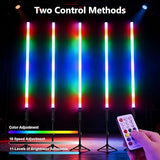 4 Pack 4FT Battery Powered RGB Tube Lights with Tripods Portable LED Light Wands for Video