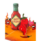 Hot Stuff Pop Up Cards For Men - 3D Funny Valentine'S Day Cards For Husband Boyfriend Him, Spicy Chilli Pepper, Funny Gifts For Birthday Anniversary All Occasion From Wife Girlfriend