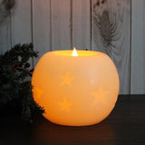 Moon Sphere Wax Led Dancing Flame Candle Ball Battery Operated Wax Led Flameless Candle With Timer And Remote Control (5" Dia. X 4" H)