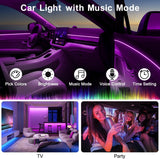 Interior Car LED Strip Lights RGB Ambient Lighting Kit with APP Remote Control Fiber Optic Music Sync