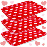 3Pcs Valentine' S Day Serving Trays Reusable Serving Dishes Red Pink Heart Decorative Platter For Wedding Party Sharing Snacks Fruits Dessert, 13 X 10 Inch