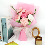 Handmade Crochet Sunflowers Rose Daisy As A Gift For Lover, Family,Friends. Crochet Bouquet, Crocheted Yarn Flowers, Artificial Flower Finished Bouquet (Pink)