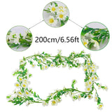 Artificial Daisy Flowers Vine Silk Wildflower Garland Spring Fake Flower Vine Hanging Ivy White Daisy Flowers Green Leaves For Wall Party Wedding Arch Floral Decor Home Indoor Outdoor Ceremony
