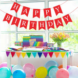 Red Happy Birthday Banner Bunting Sign, Garland Tea Party Decorations, Christmas Thanksgiving Party Supplies For Kids And Adults
