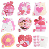 40 Pack Valentine'S Day Greeting Cards For Classmates, Valentines Cards Set With Cute Bookmarks, Temporary Tattoos, Stickers And Envelopes For Classmate, Teachers, 8 Different Designs