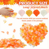 4000Pcs Fall Thanksgiving Artificial Floral Petals Orange Pink Yellow Ivory Scatter Fabric Flowers For Autumn Bridal Shower Romantic Night Wedding Aisle Table Centerpieces Decoration