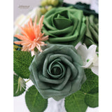 25Pcs Artificial Flower?Real Looking Foam Roses W/Stem For Diy Wedding Bouquets Centerpieces Bridal Shower Party Decor-Shades Of Army Green