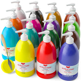 15 Colors Large Acrylic Paint Set (33.8 Oz,1000 Ml) Art Painting Bulk Supplies For Multi Surface Canvas Wood Leather Fabric Rock Craft, Non Toxic Paint For Kid & Adult With Pump, Color Wheel