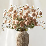 10Pcs Faux Kiku Flowers, Fake Pom Pom Mini Chrysanthemum Flowers+ White Mums Flower Faux Fall Floral For Autumn Wedding Kitchen Table Centerpiece Home Decor, Beige