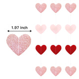 Rose-Gold Pink Burgundy-Red Party Decorations 4 Pack 52 Feet Valentines Day Heart Garland Heart Paper Streamers Banner For Mothers Day Wedding Engagement Party Supplies