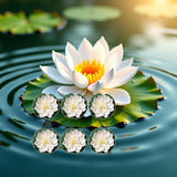 6 Pcs White Artificial Lotus Flowers Large Floating Lotus Flowers Faux Water Lily Fish Pond Artificial Plants With Artificial Lily Pads, Artificial Plants Home Decor