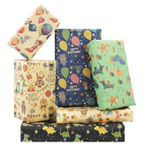 Birthday Wrapping Paper For Boys Kids Girls, Happy Animals Party Dinosaur Design Kraft Gift Wrap Paper, Happy Birthday Wrapping Paper 6 Sheets Folded Flat 20X28 Inches Per Sheet