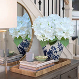 4Pcs 23 Inch Hydrangea Artificial Flowers?Large White Real Touch Hydrangeas?Fake Soft Hydrangeas With Leaves Stems - White