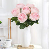 Pink Artificial Roses Real Touch Flowers 5Pcs Latex Silk Realistic Pink Roses Artificial Flowers For Bridal/Baby Shower Decorations Wedding Centerpieces For Table Party Decor (Light Pink)