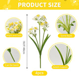 4Bundles Artificial Daffodils Flowers Fake Silk Daffodil Flower Faux Narcissus Spring Flowers For Wedding Bridal Bouquet Wreath Home Garden Decor (Yellow And White)