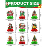 Christmas Party Table Decorations, 9Pcs 3D Christmas Honeycomb Centerpieces With Santa Claus & Snowman Designs, Festive Table Toppers For Winter Christmas Party Supplies