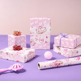 Baby Girl Wrapping Paper Roll - 1 Roll 17” X 9.8 Ft Baby Shower Wrapping Paper For Birthday Party Pink Girl Gift Packing Supply Baby Shower Design Reversible Footprint Print
