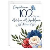 102Nd Birthday Card, 102 Years Old, Milestone Greeting Card