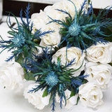 FiveSeasonStuff Real Size Artificial Thistle Flowers Real Touch 8 Stems Rustic Blue Thistle Decor Spray Eryngium | Sea Holly for Wedding Bouquet Centerpiece 26 inches