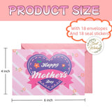 Happy Mother’S Day Greeting Cards Assortment For Mom, Wife, Blank Notes Cards For Mother'S Day Birthday Supplies (18 Cards With Envelopes & Stickers, 4" X 6" Cover, 6 Floral Designs)