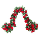 2 Pack (16Ft) Artificial Rose Vine Flowers Plants Fake Flower Vine For Wedding Home Garden Craft Art Decor Valentine'S Day Mother'S Day Party Decoration Red